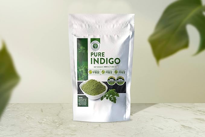 Indigo Powder for Hair Organic Black, Pure Henna Powder for Hair Natural Indigo Hair Dye Kit, 200 Grams (7.5 Ounces)