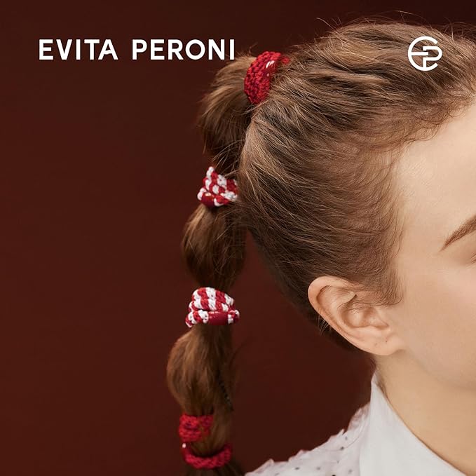 EVITA PERONI 12 Pcs Hair Ties, High Elastic Ponytail Holders, Hair Ties No Damage for Thick Curly Hair Women Men (Blackout Red)