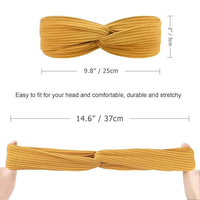 DRESHOW 10 Pack Headbands for Women Criss Cross Vintage Head Wrap Boho Headband Twisted Elastic Hair Accessories