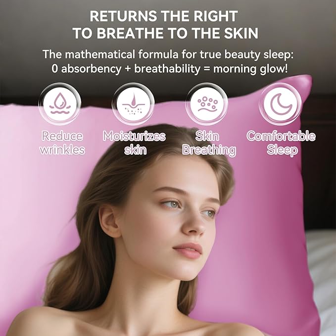 Tyfitb Satin Pillowcase Set for Hair & Skin Care – Cooling, Hypoallergenic, Anti-Frizz, Wrinkle-Free – Soft, Luxurious Pillowcases with Envelope Closure – 2-Pack, King Size 20x36, Gift-Ready