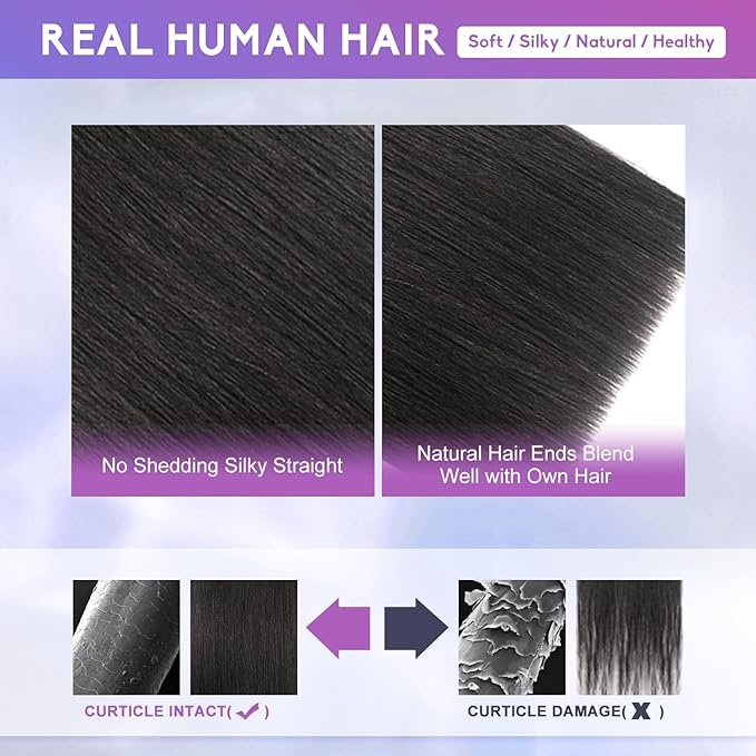 Clip in Hair Extensions Real Human Hair, 24 Inch 120g, 1B Natural Black, Invisible Seamless Straight Remy Human Hair Extensions Cip ins for Women 8pcs Per Set with Double Weft