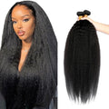 26 28 30 Inch Color 1B Bundles Human Hair Natural Black Yaki Straight Bundle Brazilian Virgin Remy Hair Extensions Niegmeag Double Weft Soft and Silky Color 1B Kinky Straight Bundle 300g