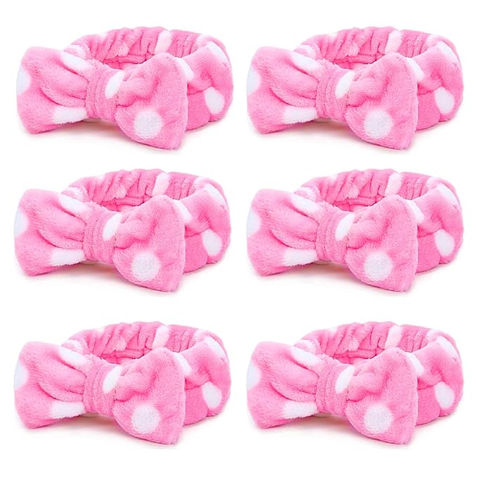 Casoty 6 Pcs Makeup Hair Headbands, Soft Coral Fleece Spa Headband for Washing Face, Facial Headband for Face Washing Shower Skin Care Yoga