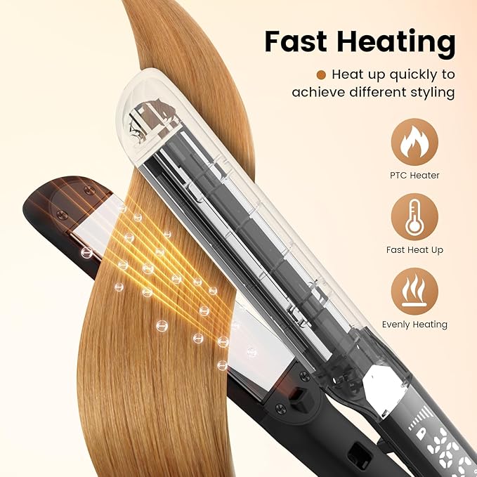 PRITECH Flat Iron Hair Straightener and Curler 2 in 1, Titanium Flat Iron with Negative Ions, Adjustable Temp(248℉-450℉) and Automatic Shut Off (Black)