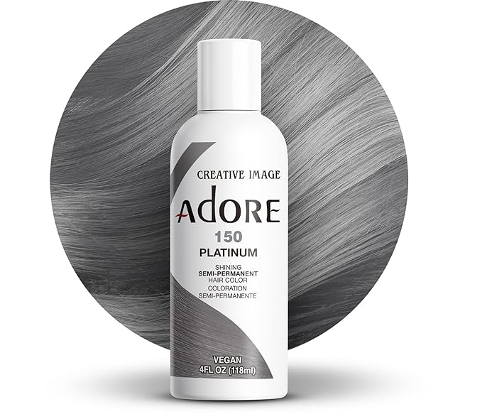 Adore Semi Permanent Hair Color (150 Platinum) | Vegan & Cruelty-Free Gray Hair Dye | No Ammonia, No Peroxide, No Alcohol | 4 Fl Oz (Pack of 1)
