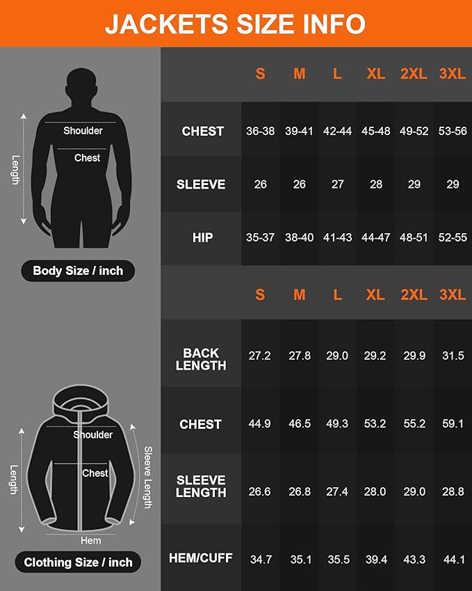 Heated Jacket for Men and Women, Black Winter Coat with Bαtterγ Pack,15 Heating Zone Heated Coat
