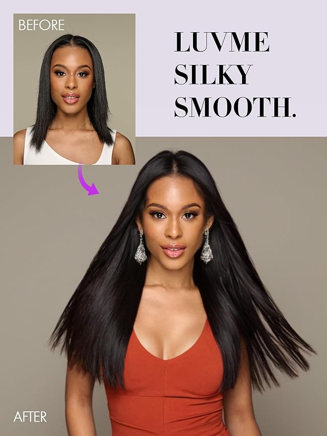 LUVME Seamless Clip in Hair Extensions, 22 Inch 135g 7pcs Natural Black Hair Extensions Clip in Human Hair Invisible PU Skin Weft Natural Remy Human Hair