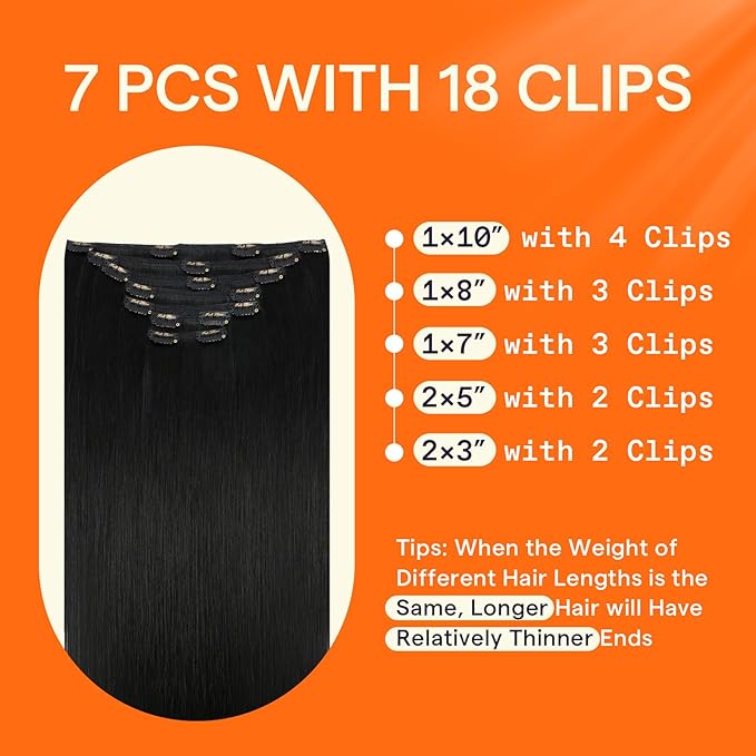 Full Shine Hair Extensions Clip ins Short Human Hair Clip in Extensions Black Woman 14 Inch for Cosplay 7 Pcs 120 G