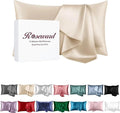 Beige Silk Pillow Cases Queen, 100% Mulberry Silk Pillowcase for Hair and Skin Made in USA, 22 Momme, Zipper Closure, Anti Acne, Soft, 1 Pack 20"x30"(Queen, Beige)