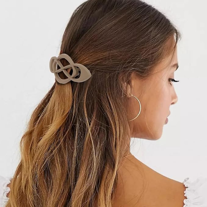 Hair Barrettes for Women 4packs Hair Clips French Barrette Khaki and Black Clip Stylish Accessories for Women Girls