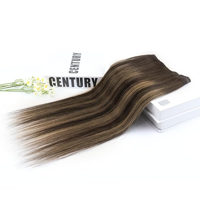 Full Shine Dark Brown Hair Extensions Clip in Human Hair 3 Pcs 60 G 20 Inch Balayage Dark Brown Straight Invisible Thin Clip in Hair Extensions