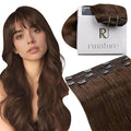RUNATURE Clip in Hair Extensions Real Human Hair, Brown Hair Extensions Clip Ins, Double Weft Human Hair Clip in Extensions, Remy Natural Hair, Tangle Free, 16 Inch 50g 3pcs #4 Medium Brown