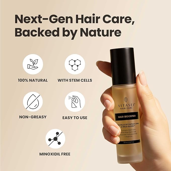 Vitasei Hair Booster 2 Fl Oz (3 Pack) – Hair Revitalizing Serum with Capilia Longa, Wild Olive Stem Cells & Arginine – Peptide-Enriched Hair Tonic Supports Thicker, Stronger Hair – For Women & Men