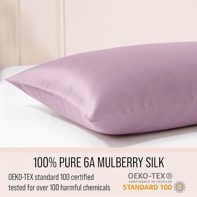 Bella Coterie Luxury Silk Pillowcase for Hair and Skin | 30 Momme | 100% Pure 6A Mulberry Silk | Super Soft | Perfectly Plush [Queen, Lilac]