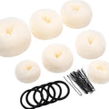 Teenitor Hair Bun Maker Set - 7 Hair Donut for Buns (1 Extra-Large, 2 Large, 2 Medium, 2 Small), 5 Elastic Bands, 20 Hair Pins, Cream White Color