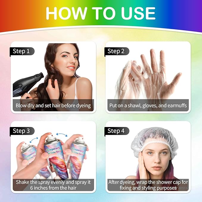 Silver Hair Spray Color Temporary for Kids Women,Natural Temporary Hair Dye for Crazy Hair Day,Quick-drying Hair Dye that Washes out in 1 Wash,120ML (Silver)