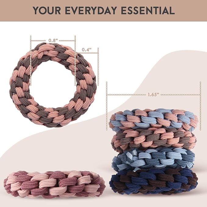 Youxuan Colorful Elastic Hair Ties, Soft, Stretchy, and Non-Damage Hair Rubber Bands, 10 Pack Strong and Durable Scrunchies for Women and Girls