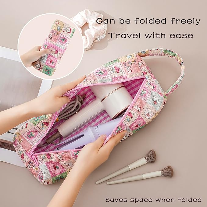 Quilted Hair Tools Travel Bag，Hair Styling Accessories Storage Case for Shark FlexStyle, Dyson Airwrap Hair Dryer, Curling Iron, Revlon Hair Tools，Portable and foldable(03Checkered)