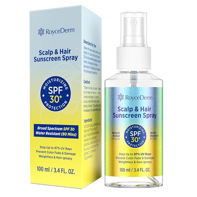 Hair and Scalp Sunscreen Spray SPF 30+: UV Protection, 80-Min Water-Resistant, Non-Greasy - Scalp Sunscreen Mist for Beach, Pool & Outdoor Activities - 100ml