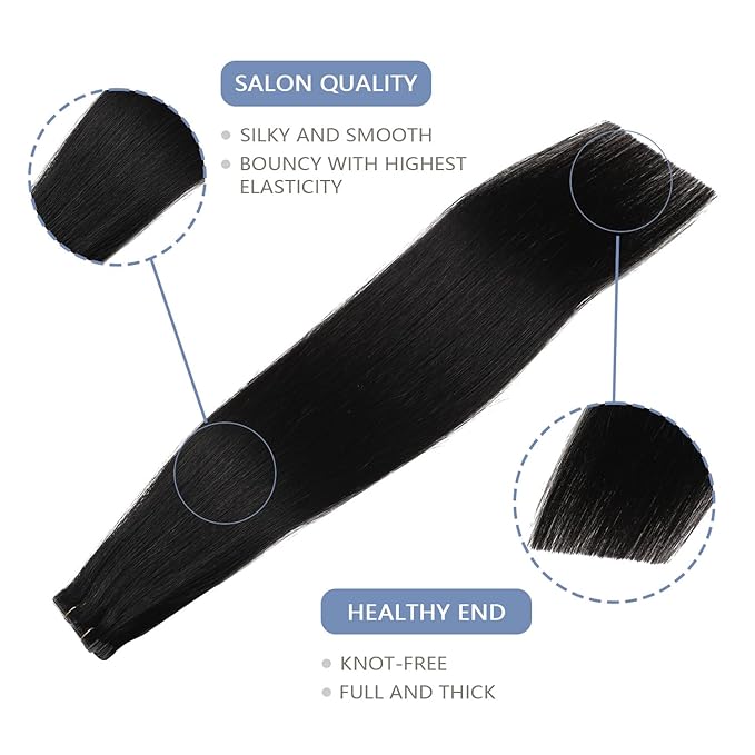 COOKAYU Invisi Edge Tape in Extensions Human Hair, Natural Black Seamless Injected Tape Ins Remy Hair 18Inch 40g 20pcs Straight Extensions Silky Smooth