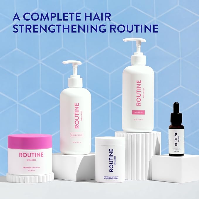 Routine Wellness Anti-Thinning Shampoo and Conditioner Set for Thinning Hair - Biotin DHT Blocker Women & Men - Color Safe Shampoo for Hair Loss & Healthier Hair - Jasmine & Rosewater (Pack of 2)