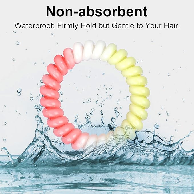 JessLab Spiral Hair Ties for Women, 10-Pack Traceless No-Damage Ponytail Holders, Coils Hair Bands for Girls, Assorted Colors
