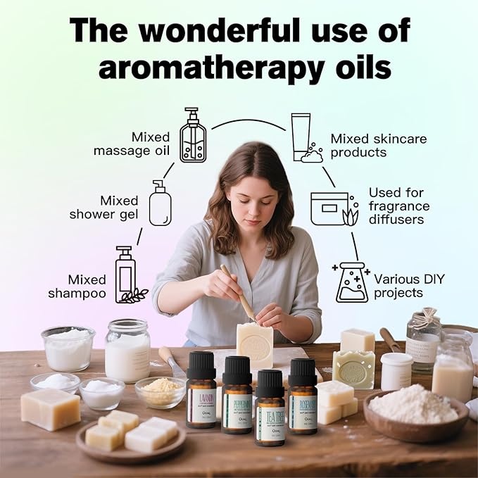 Lavender Essential Oil Blend, Essential Oil, Essential Oils Organic, Used for Sleep, Hair Growth & Scalp Care, Essential Oils for Diffusers for Home 10ML