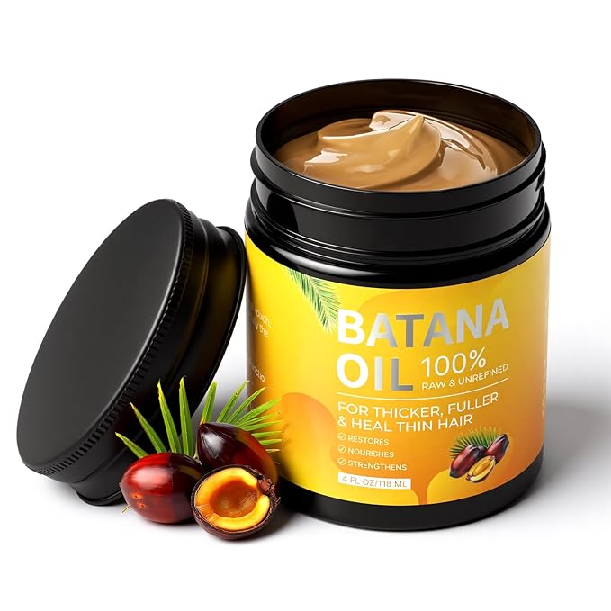 Batana Oil - Raw Batana Hair Mask Restores Damaged Thin Hair & Scalp, Organic Batana Oil Paste Conditioner for Hair Growth Suitable for Women & Men Prevents Loss Dry Fits All Hair Type (4oz)