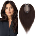 SEGO Real Human Hair Topper for Women without Bangs, Hair Topper with Anti-Slip Clips (6 Inch #2 Dark Brown)