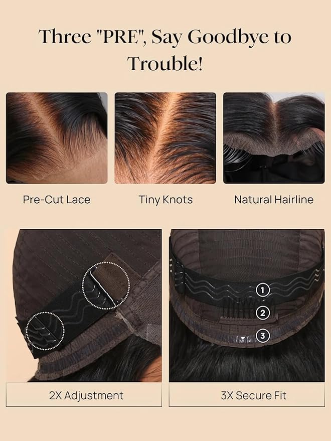 Julia Hair Bye Bye Knots Glueless Wig Curly Pre Cut Lace Front Wigs Human Hair for Women 12A Upgrade 7x5 Lace Closure Wig Pre Plucked with Pre Bleached Knots Put on and Go Natural Color 18 Inch