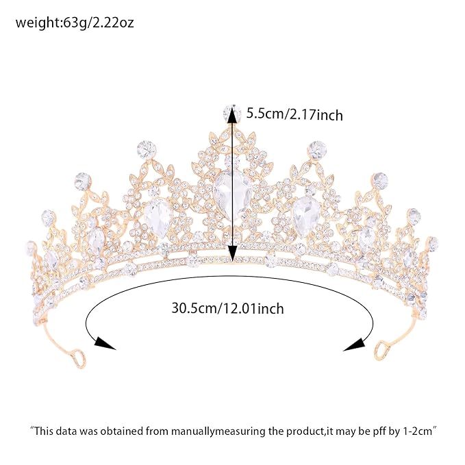 Princess Tiara and Crown for Women Wedding Tiaras for Bridal girls Tiaras and Crystal Crowns Rhinestone Headband Metal Hair Accessories for Costume Birthday Party Prom Gifts