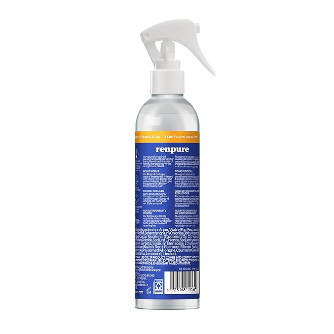 Renpure Biotin & Collagen Leave-In Conditioner Treatment, For a Fuller, Thicker Look That Shines, Biotin Hair Spray Leave In Conditioner For Fine, Thin or Limp Hair, Vitamin B7, Collagen - 8 Fl Oz