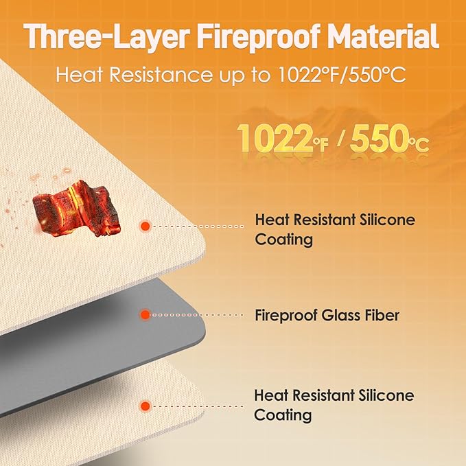 Heat Resistant Mat for Air Fryer, 16 x 20in Heat Resistant Mat for Countertop, Fireproof Silicone Countertop Protector Hot Pad for Air Fryer, Coffee Maker, Toaster, Oven (Khaki)
