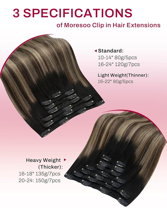 Moresoo Clip in Hair Extensions Real Human Hair Black to Blonde with Brown Human Hair Clip in Extensions Short Ombre Natural Black to Dark Brown with Golden Blonde 80g/5pcs 10 inch