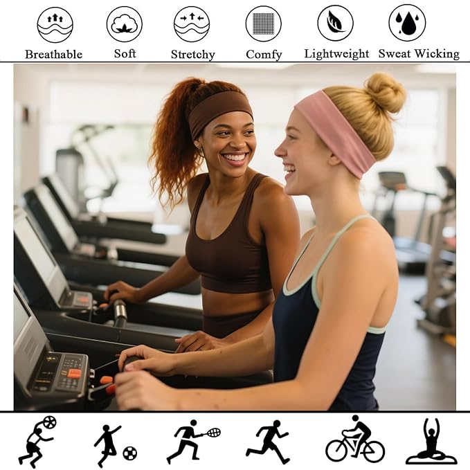 9PCS Headbands for Women and Men Stretchy Headband Soft Hair Band Fashion Head Bands for Women's Hair Workout Yoga Running Unisex Accessories Multi-color