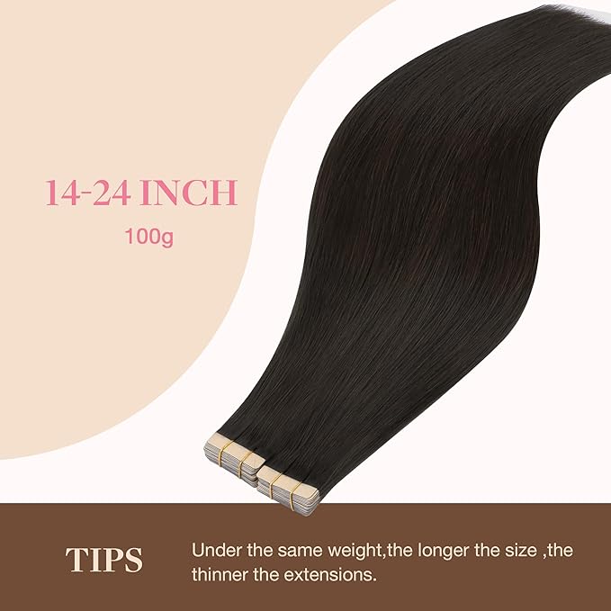 GOO GOO Tape in Hair Extensions Human Hair, 2 Dark Brown, 12inch 80g 40pcs, Skin Weft Seamless Invisible, Silky Straight with Thick Ends, Remy Human Hair