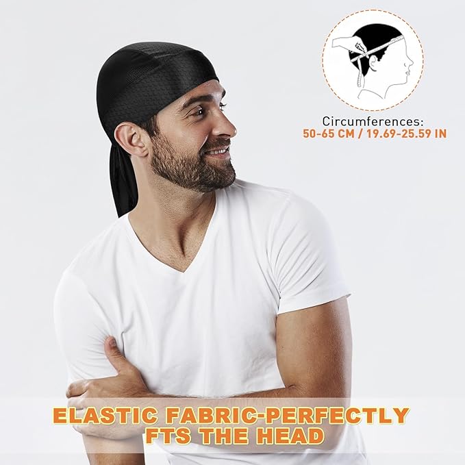 Bandanas Skull Caps for Men, Women Skull Cap Helmet Liner Cycling Hat Durags Motorcycle Bandana Sweat Wicking Do Rag