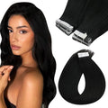 Sunny Hair Tape in Hair Extensions Human Hair 14inch Hair Extensions Real Human Hair Tape in Extensions for Women Solid Black Virgin Hair Natural Straight Skin Weft Double Sided Tapes 20Pcs 50g