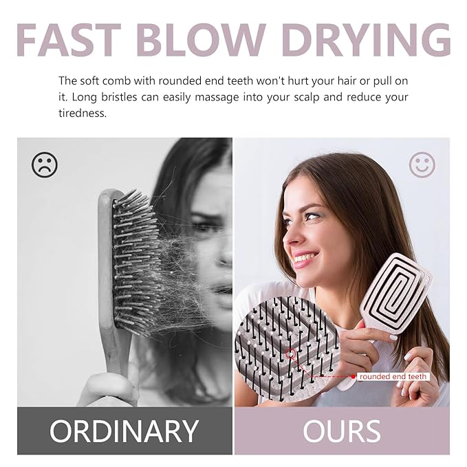 Detangling Brush, Dry and Wet Vented Detangler Hair Brush for Women and Men, Professional Paddle Curved Styling Hairbrush, Beige