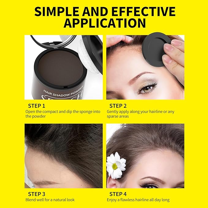 Gowwim Root Touch up Powder, Instantly Gray Hair Cover up Hairline Powder for Women & Men Waterproof and Sweatproof Root Cover Up Long-Lasting for Thinning & Loss Hair (Brown, 10g)