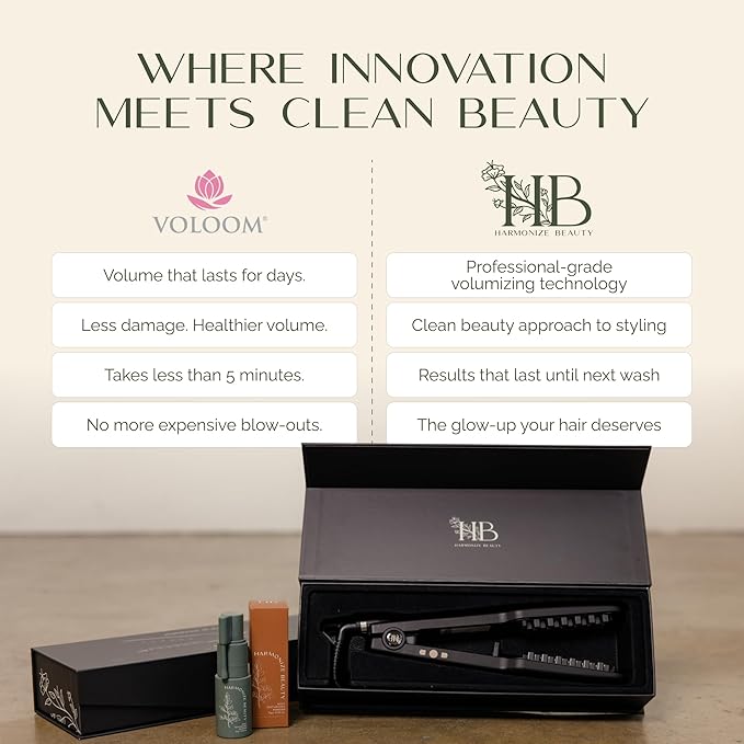 Harmonize Beauty VOLOOM 1.5" Hair Crimper Tool for Women - Volumizing Iron for Long Thick Hair - Professional Crimping Iron with Patented Plate Technology - Sleek Design for Instant Volume & Lift
