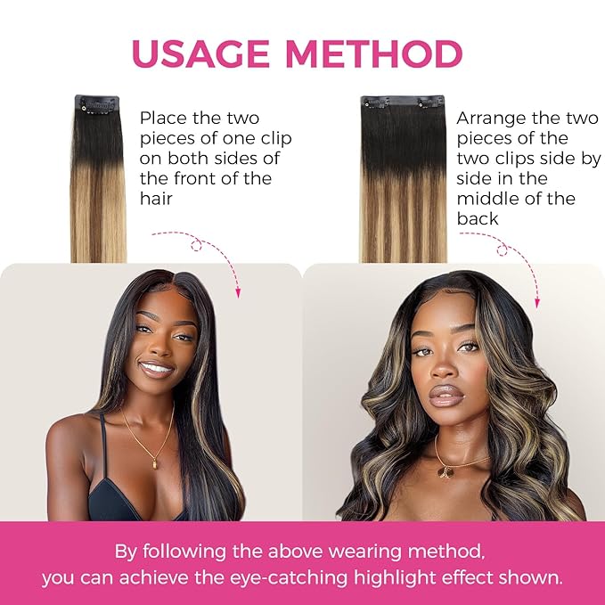 Lashey Seamless Clip in Hair Extensions Human Hair Ombre Balayage Ash Brown Highlighted Honey Blonde with Natural Black Dark Roots Hair Extensions Real Human Hair 43g 4pcs 16 Inch Straight Clip ins