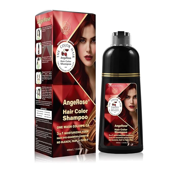 Wine Red Hair Dye Shampoo 3 in 1, Natural Hair Dye to Cover Gray Hair, 400 ML