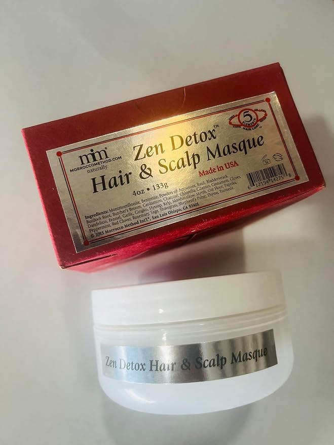 Morrocco Method Int'l Zen Detox Hair & Scalp Masque. 100% Natural Hair Conditioner for All Hair Types. Chemical Free. Raw. 4 oz.