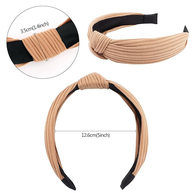 VELSCRUN 7 Pcs Different Headbands for Women Fashion Brown Knotted Solid Head Bands Pearl Headband Non Slip Hair Band for Womens Thin Thick Short Hair Face Wash Hair Accessories Gifts for Women Gilrs