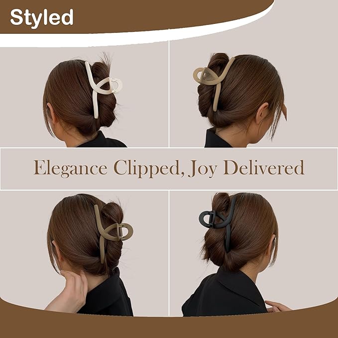 Big Hair Claw Clips 4-Pack 4.3" Non-Slip Hair for Women and Girls with Long, Thick Hair Jelly & Matte Clips (Oval-C 4pcs 4.3")