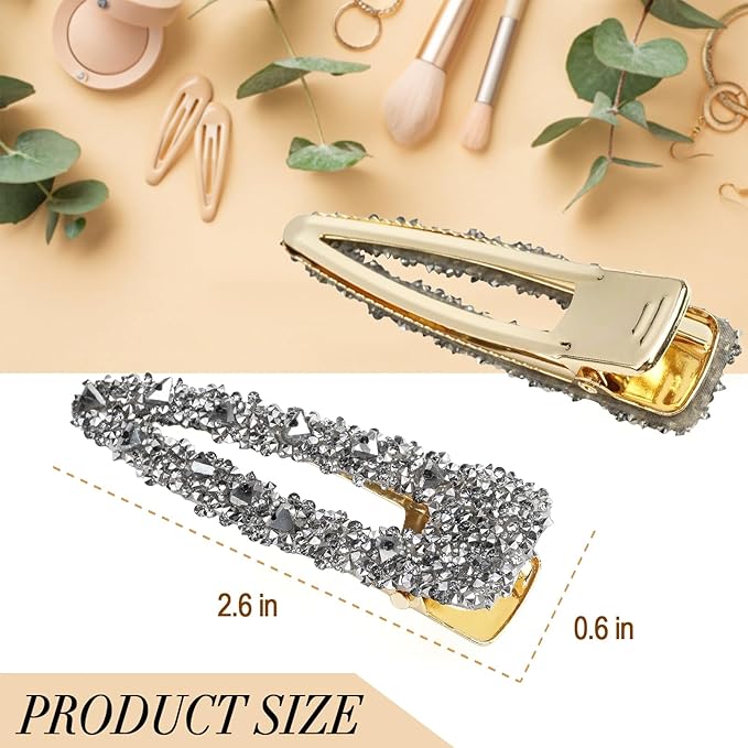 2PCS Rhinestone Hair Clips,Snap Hair Accessories,Decorative Hair Clips,Rhinestone Barrettes For Women Girls(SET9)