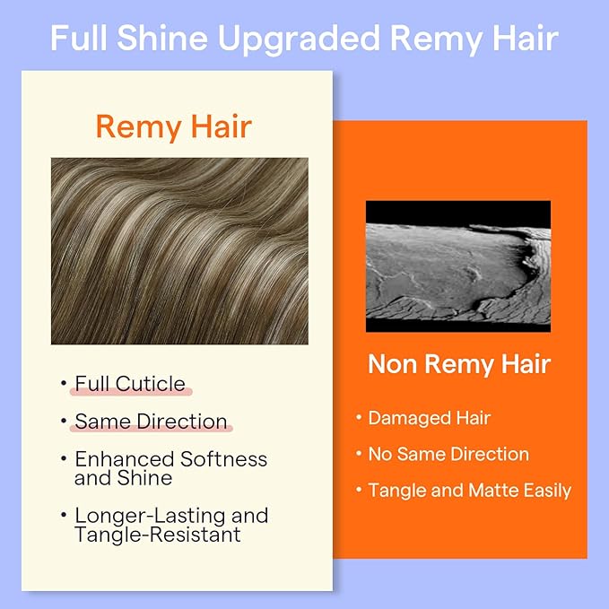 Full Shine Balayage Brown Hair Extensions Real Human Hair Clip ins Chestnut Brown Ombre Blonde Short Clip in Hair Extensions Seamless Human Hair Clip in Extensions for Women 14 Inch 7 Pcs 120 G