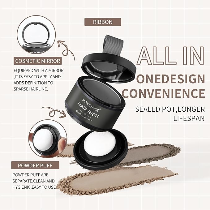 Maycheer Hairline Powder for Women - Hair Rich Shading Powder, 30 Colors Magic Root Cover Up (Almond Orange 24)