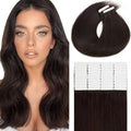 Lacer Dark Brown Hair Extensions Tape in Double Sided Skin Weft Invisible Tape in Hair Extensions Human Hair Seamless Straight 24 Inch 100G 40Pcs